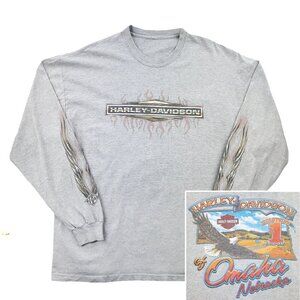 Harley Davidson Omaha Nebraska T-Shirt Long Sleeve Holstein's Distress Men's 2XL